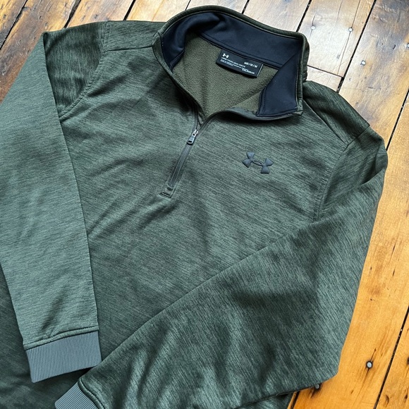 Under Armour Men’s Medium 1/4 Zip Fleece Green Heathered Pullover Activewear - Picture 4 of 11